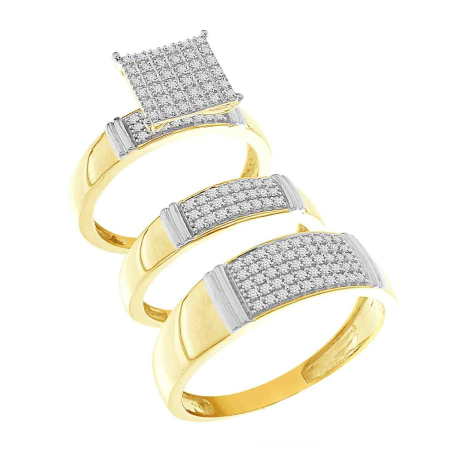 LADIES TRIOS SET 0.50CT ROUND DIAMOND 10K YELLOW GOLD