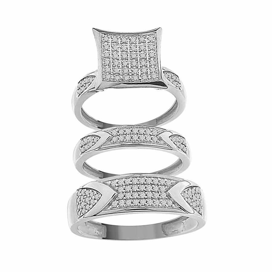 LADIES TRIOS SET 0.50CT ROUND DIAMOND 10K WHITE GOLD