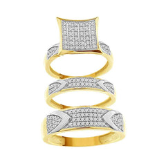 LADIES TRIOS SET 0.50CT ROUND DIAMOND 10K YELLOW GOLD