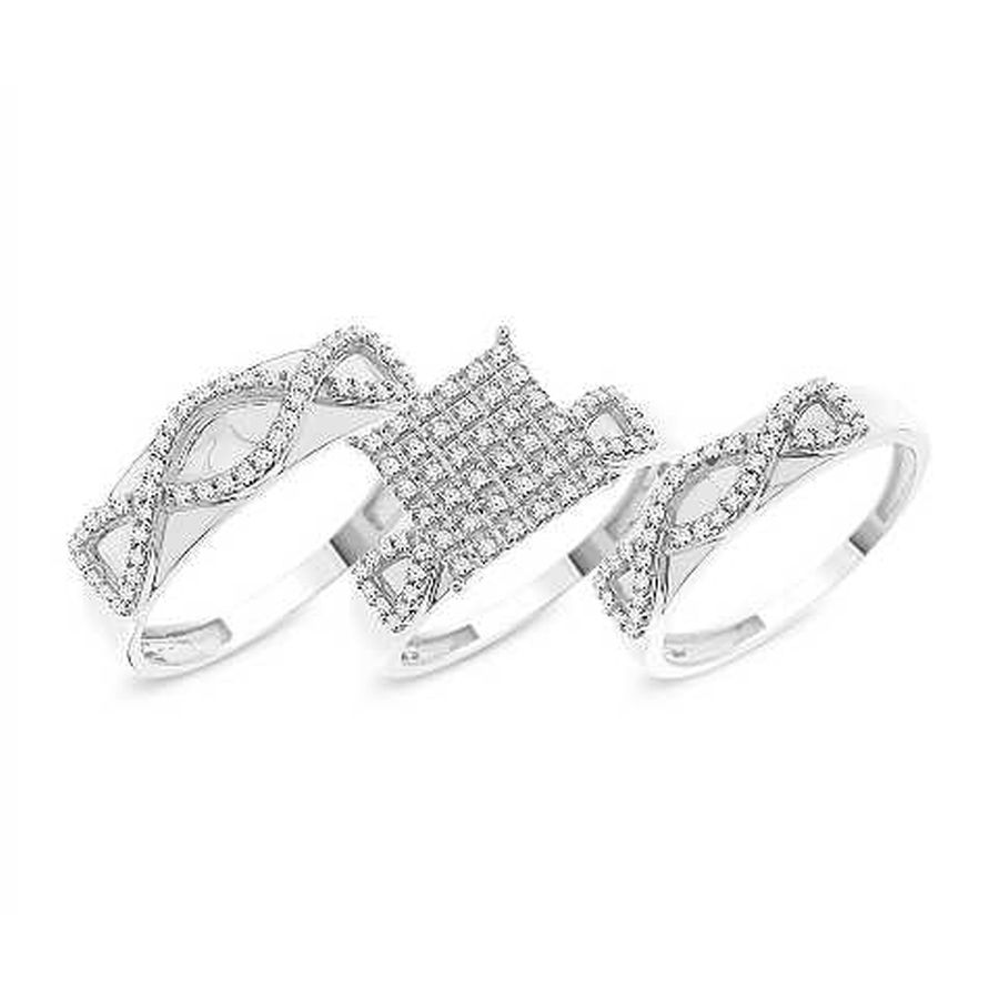 LADIES TRIOS SET 0.50CT ROUND DIAMOND 10K WHITE GOLD