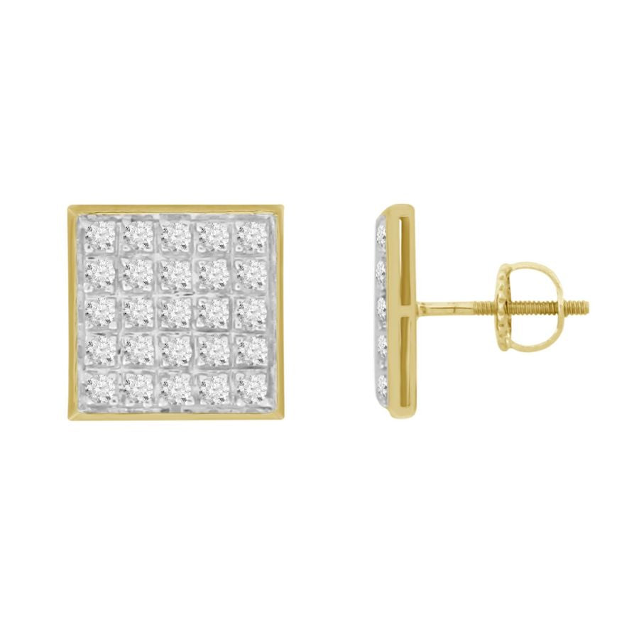 MEN'S YUVA EARRINGS 0.15CT ROUND DIAMOND 10K YELLOW GOLD