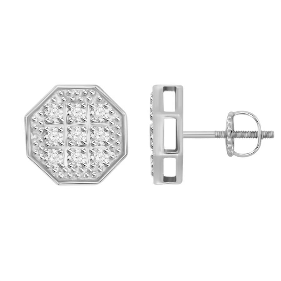 MEN'S YUVA EARRINGS 0.05CT ROUND DIAMOND 10K WHITE GOLD