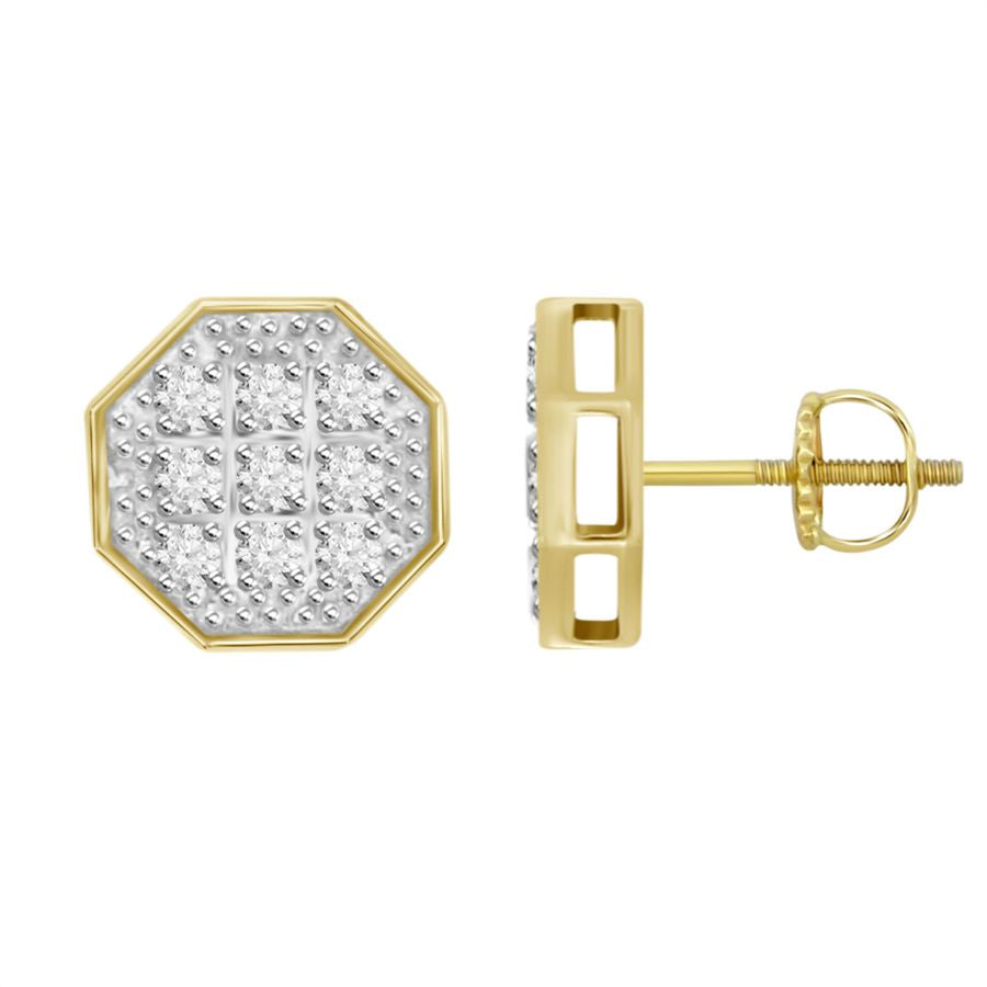 MEN'S EARRING 0.05CT ROUND DIAMOND 10K YELLOW GOLD