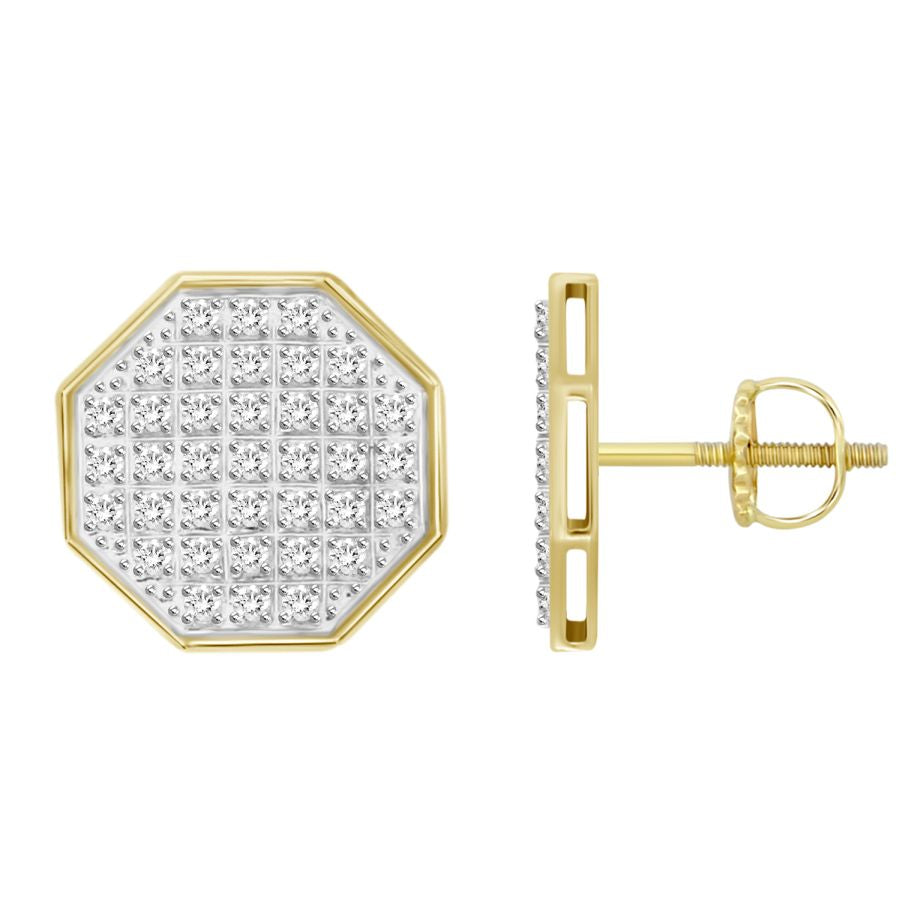 MEN'S YUVA EARRINGS 0.25CT ROUND DIAMOND 10K YELLOW GOLD