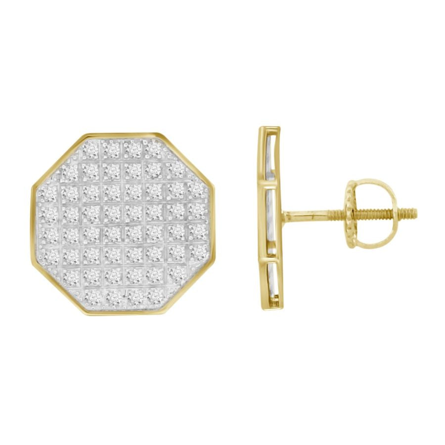 MEN'S YUVA EARRINGS 0.35CT ROUND DIAMOND 10K YELLOW GOLD