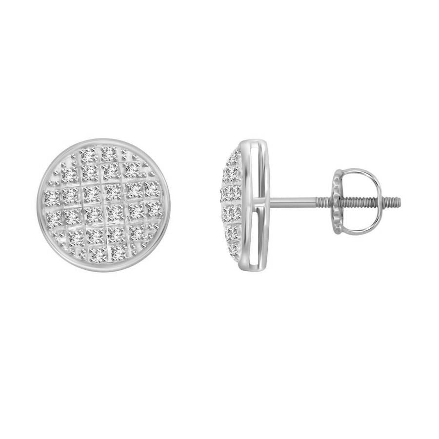 MEN'S YUVA EARRINGS 0.15CT ROUND DIAMOND 10K WHITE GOLD