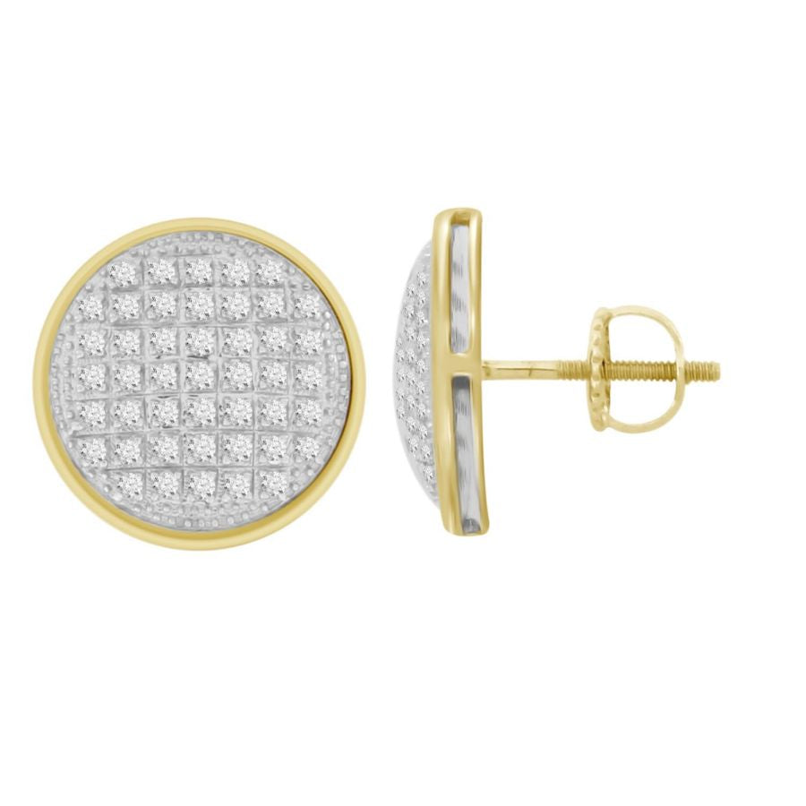 MEN'S YUVA EARRINGS 0.25CT ROUND DIAMOND 10K YELLOW GOLD