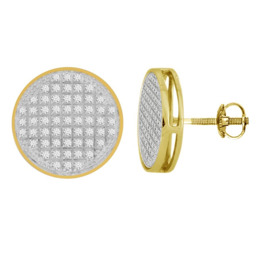 MEN'S YUVA EARRINGS 0.33CT ROUND DIAMOND 10K YELLOW GOLD