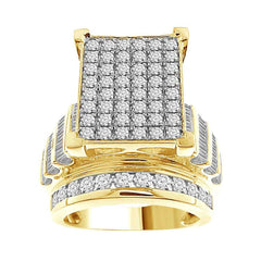 LADIES RING 3.00CT ROUND/BAGUETTE DIAMOND 10K YELLOW GOLD