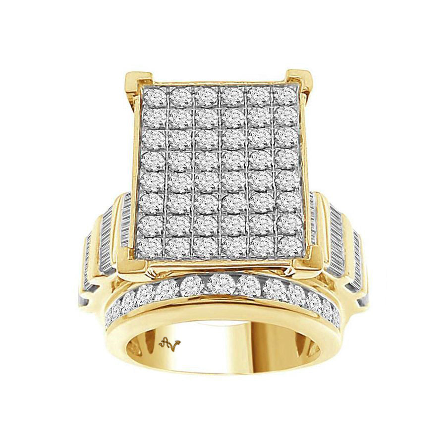 LADIES RING 4.00CT ROUND/BAGUETTE DIAMOND 10K YELLOW GOLD