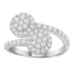 2 STONE RING 1.00CT ROUND DIAMOND 10K WHITE GOLD