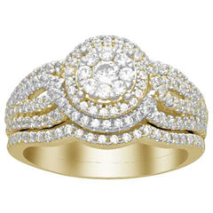 LADIES BRIDAL SET 1.00CT ROUND DIAMOND 14K YELLOW GOLD