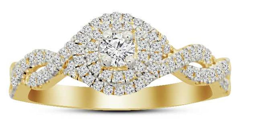 LADIES BRIDAL SET 0.50CT ROUND DIAMOND 14K YELLOW GOLD