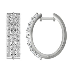 HOOP EARRINGS 2.00CT ROUND DIAMOND 10K WHITE GOLD