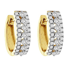 LADIES HOOP EARRINGS 2.00CT ROUND DIAMOND 10K YELLOW GOLD