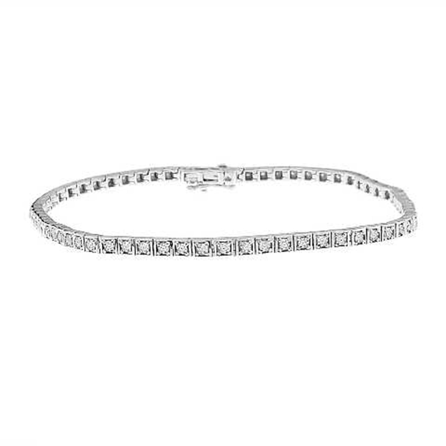 LADIES BRACELET 1.00CT ROUND DIAMOND 14K WHITE GOLD