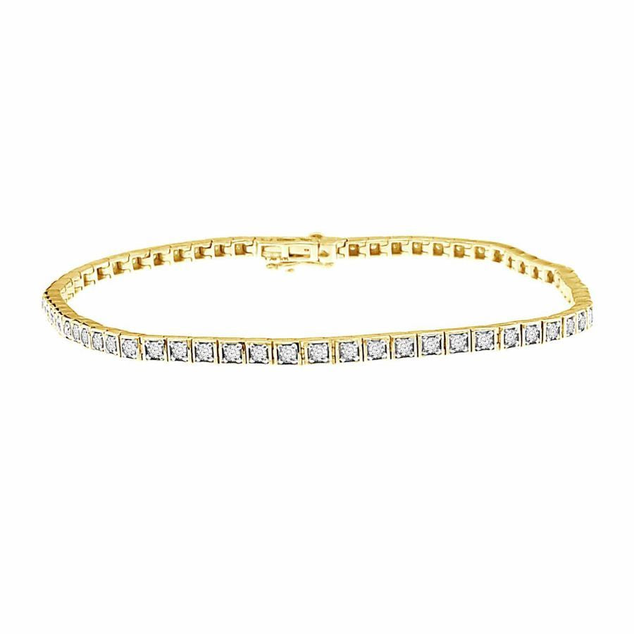 LADIES BRACELET 1.00CT ROUND DIAMOND 10K YELLOW GOLD