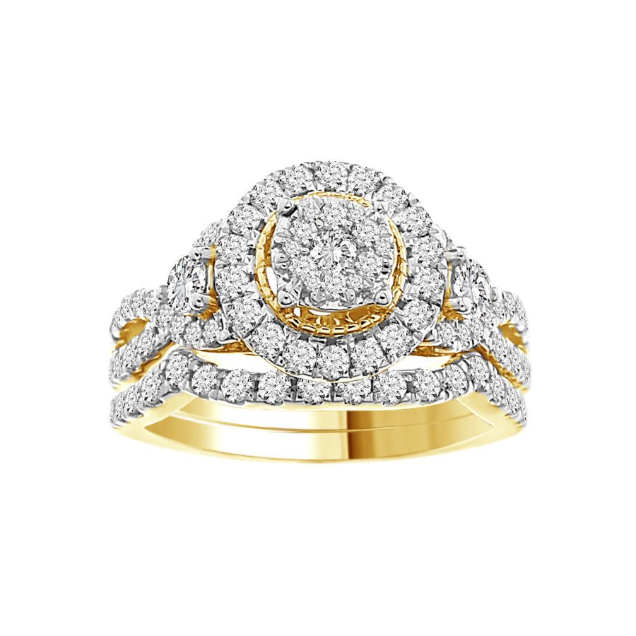 LADIES BRIDAL SET 1.25CT ROUND DIAMOND 14K YELLOW GOLD