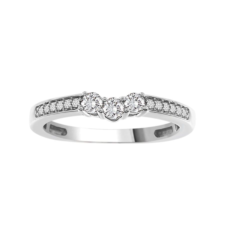 LADIES BAND 0.25CT ROUND DIAMOND 14K WHITE GOLD