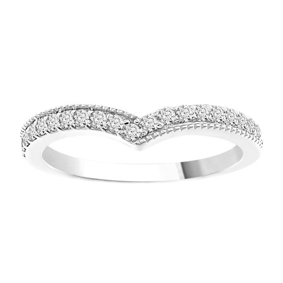 LADIES BAND 0.25CT ROUND DIAMOND 14K WHITE GOLD