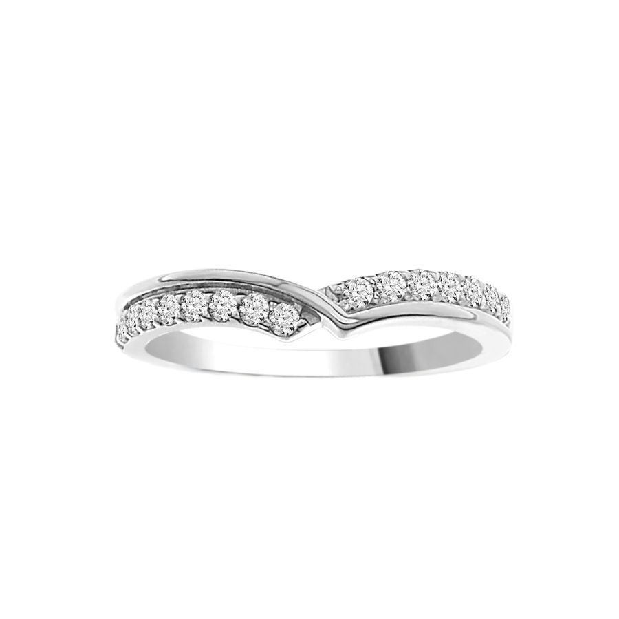 LADIES BAND 0.25CT ROUND DIAMOND 14K WHITE GOLD