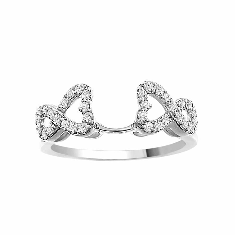 LADIES WRAP RING 0.25CT ROUND DIAMOND 14K WHITE GOLD