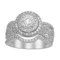 LADIES BRIDAL RING 1.00CT ROUND DIAMOND 14K WHITE GOLD