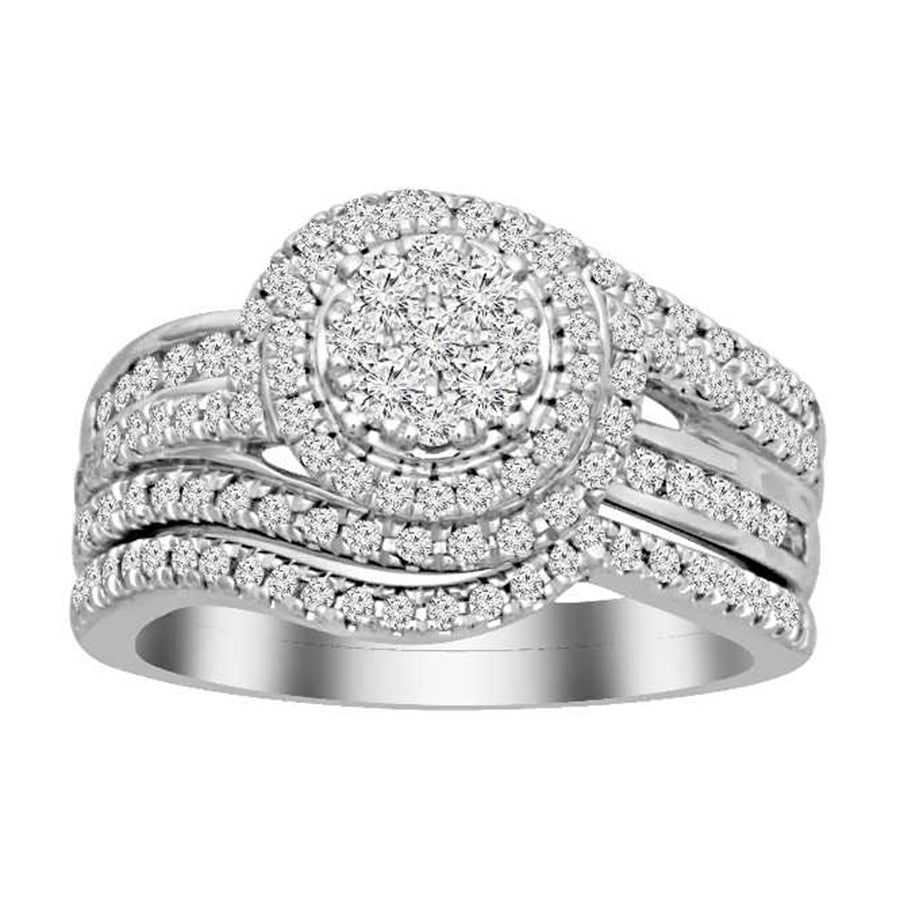 LADIES BRIDAL RING 1.00CT ROUND DIAMOND 14K WHITE GOLD