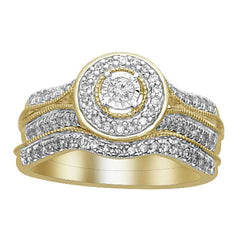 LADIES BRIDAL SET 0.50CT ROUND DIAMOND 10K YELLOW GOLD