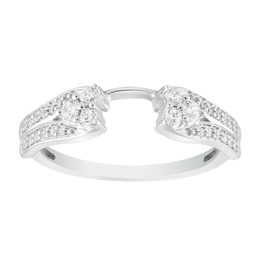 LADIES WRAP RING 0.25CT ROUND DIAMOND 14K WHITE GOLD