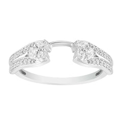 LADIES WRAP RING 0.25CT ROUND DIAMOND 14K WHITE GOLD