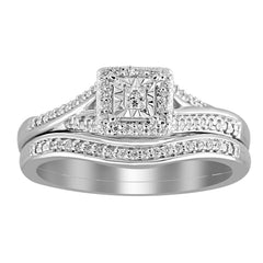 LADIES BRIDAL SET 0.25CT ROUND/PRINCESS DIAMOND 10K WHITE GOLD