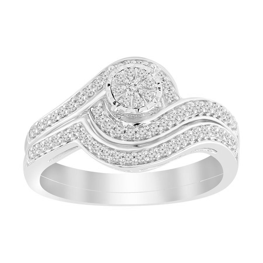 LADIES BIRDAL RING 0.33CT ROUND DIAMOND 10K WHITE GOLD