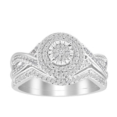 BRIDAL SET RING 0.33CT ROUND DIAMOND 10K WHITE GOLD