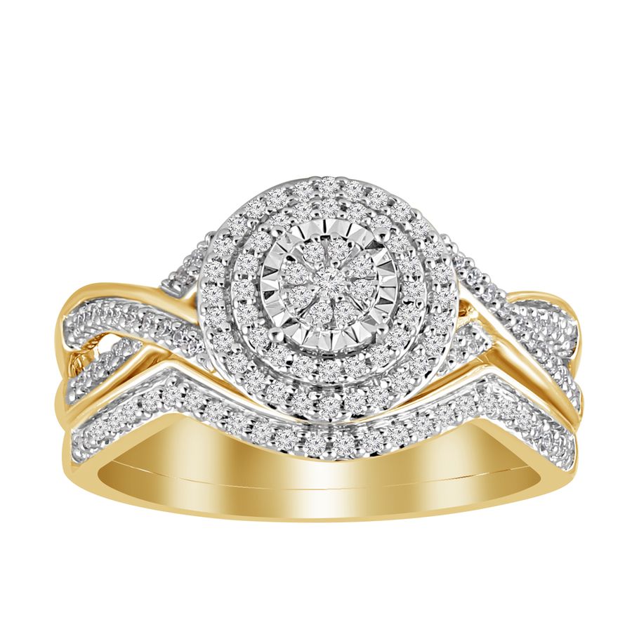 LADIES BRIDAL RING 0.33CT ROUND DIAMOND 10K YELLOW GOLD