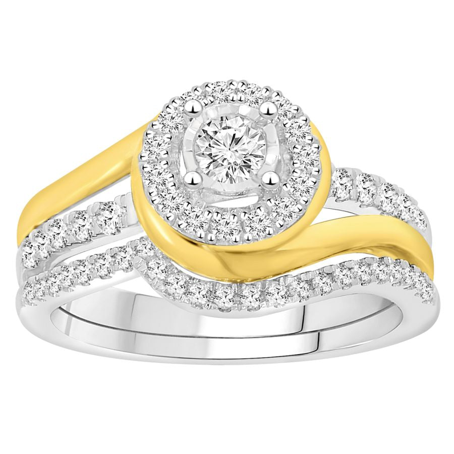 LADIES BRIDAL RING 0.65CT ROUND DIAMOND 14K WHITE/YELLOW GOLD