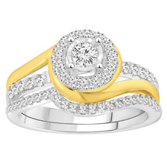 LADIES BRIDAL RING 0.65CT ROUND DIAMOND 14K WHITE/YELLOW GOLD