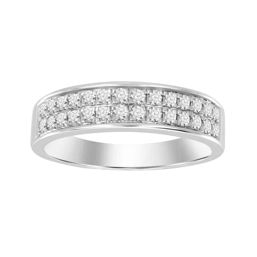 MEN'S BAND ONLY 0.65CT ROUND DIAMOND 10K WHITE GOLD