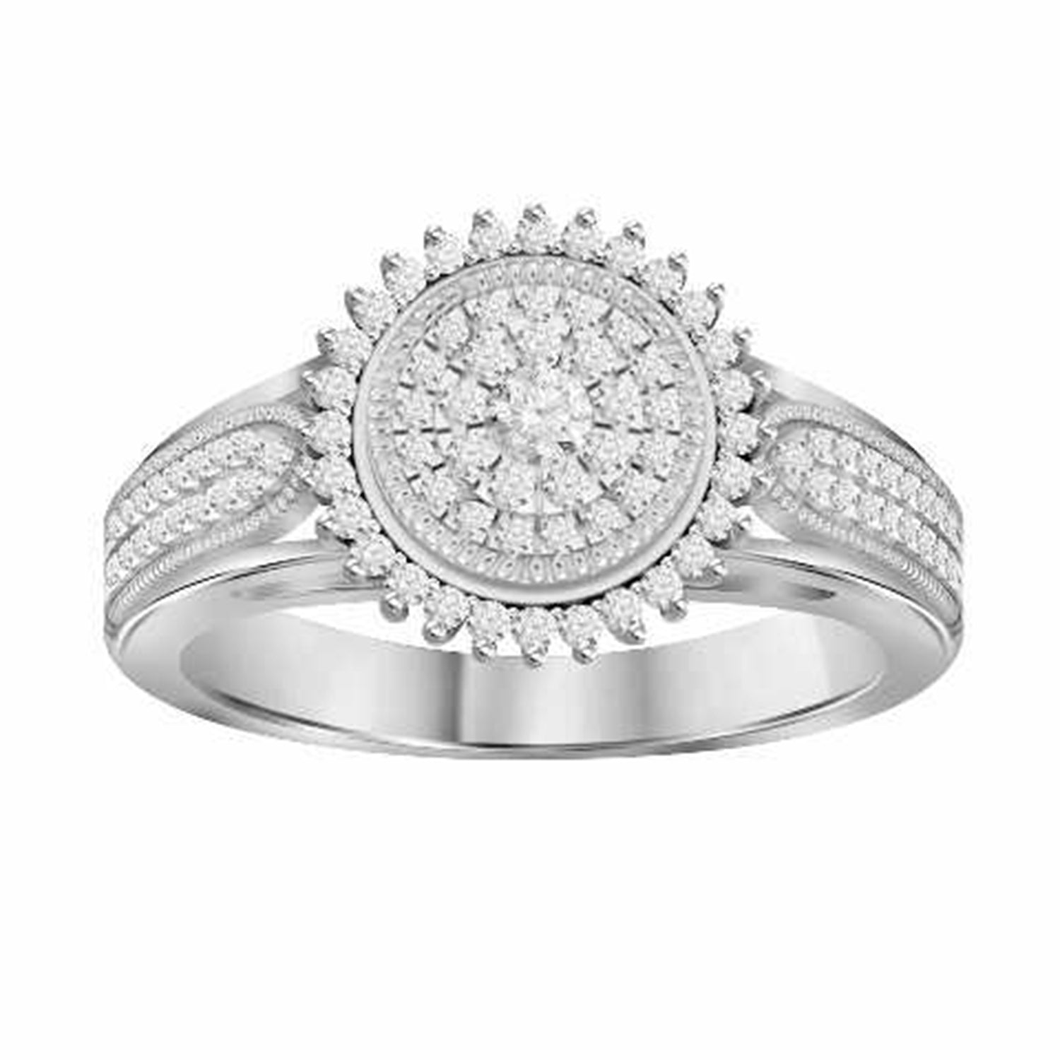 LADIES RING 0.30CT ROUND DIAMOND 10K WHITE GOLD