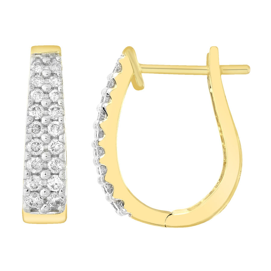 HOOPS EARRINGS 0.50CT ROUND DIAMOND 14K YELLOW GOLD