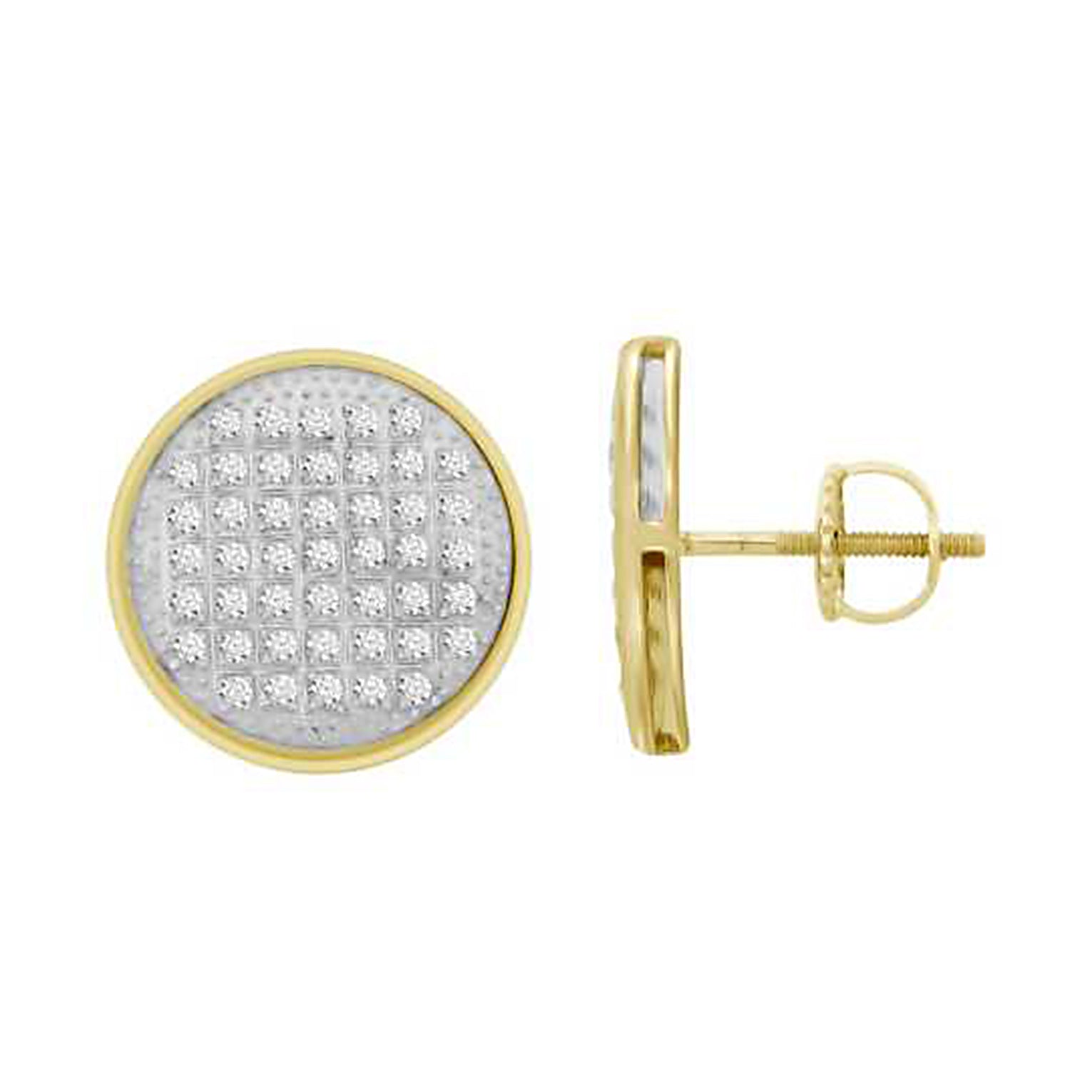 MEN'S YUVA EARRINGS 0.25CT ROUND DIAMOND 10K YELLOW GOLD