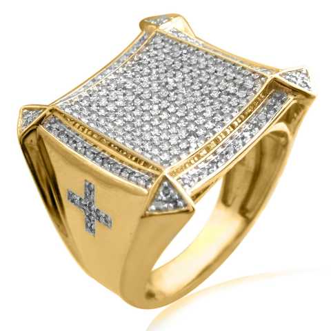 MEN'S RING 0.60CT ROUND DIAMOND 10K YELLOW GOLD