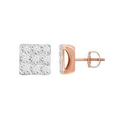 LADIES EARRINGS 0.25CT ROUND DIAMOND 10K ROSE GOLD