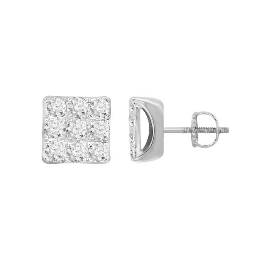 LADIES EARRING 0.25CT ROUND DIAMOND 10K WHITE GOLD