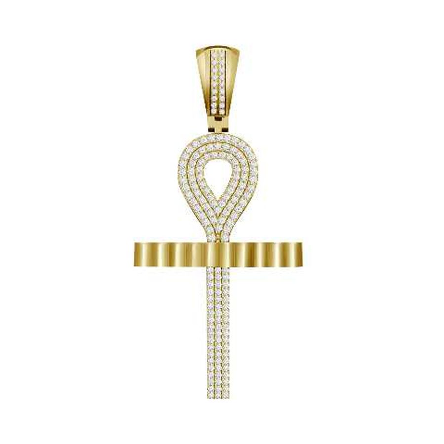 MEN'S PENDANT 0.40CT ROUND DIAMOND 10K WHITE/YELLOW GOLD