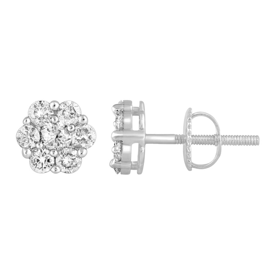 LADIES STUD EARRINGS 0.25CT ROUND DARK BROWN DIAMOND 10K WHITE GOLD