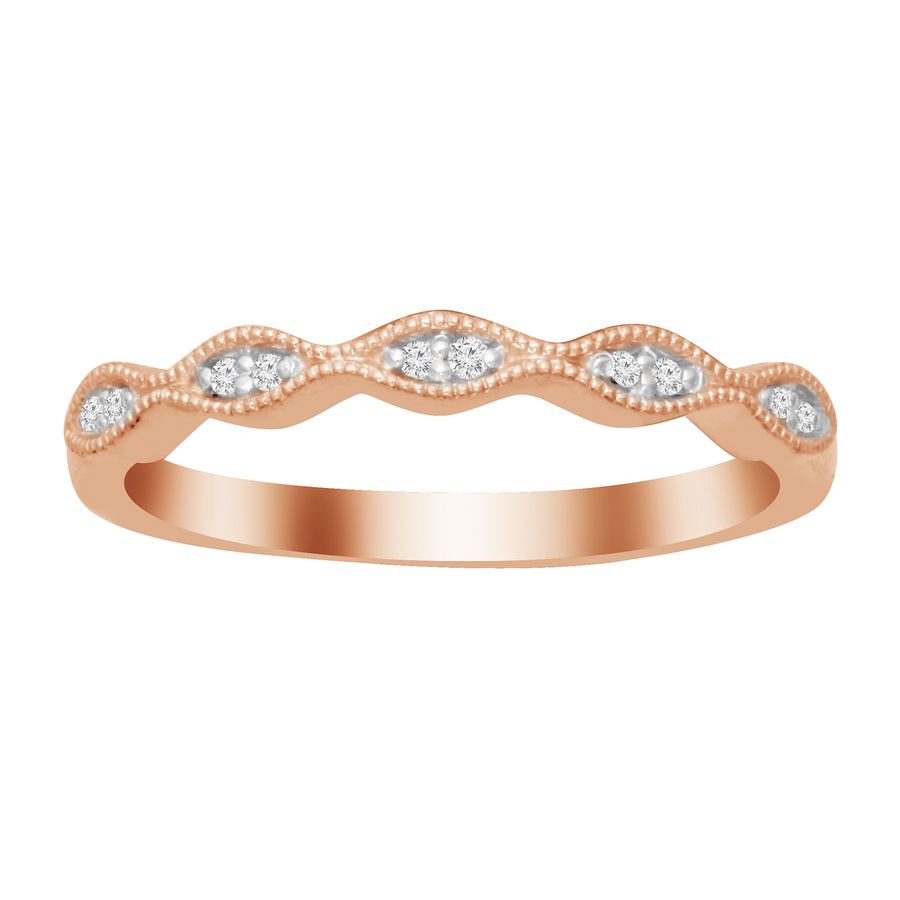 LADIES BAND 0.07CT ROUND DIAMOND 14K ROSE GOLD