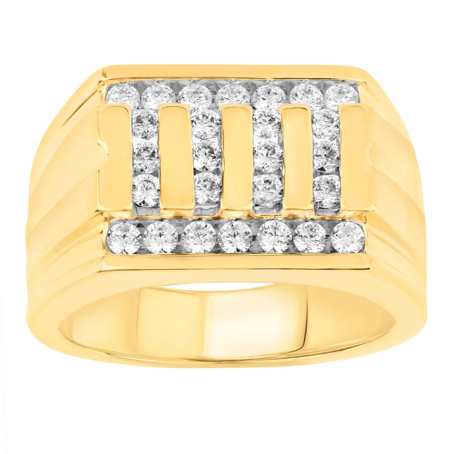 MEN'S RING 0.75CT ROUND DIAMOND 10K YELLOW GOLD