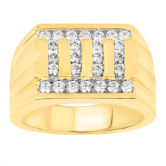 MEN'S RING 0.75CT ROUND DIAMOND 10K YELLOW GOLD