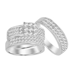 LADIES TRIOS SET 1.00CT ROUND DIAMOND 10K WHITE GOLD